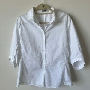 Jil Sander White Cotton Button-Up Shirt Made in Italy Size 44 (Vintage 2010)